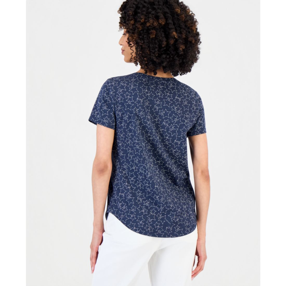 Style & Co Petite Star-Print Short-Sleeve Perfect T-Shirt, Macy's Exclusive