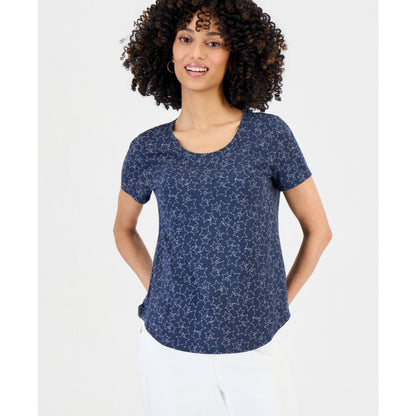 Style & Co Petite Star-Print Short-Sleeve Perfect T-Shirt, Macy's Exclusive