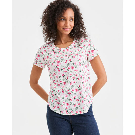 Style & Co Women's Printed Short-Sleeve Crewneck T-Shirt, Macy's Exclusive