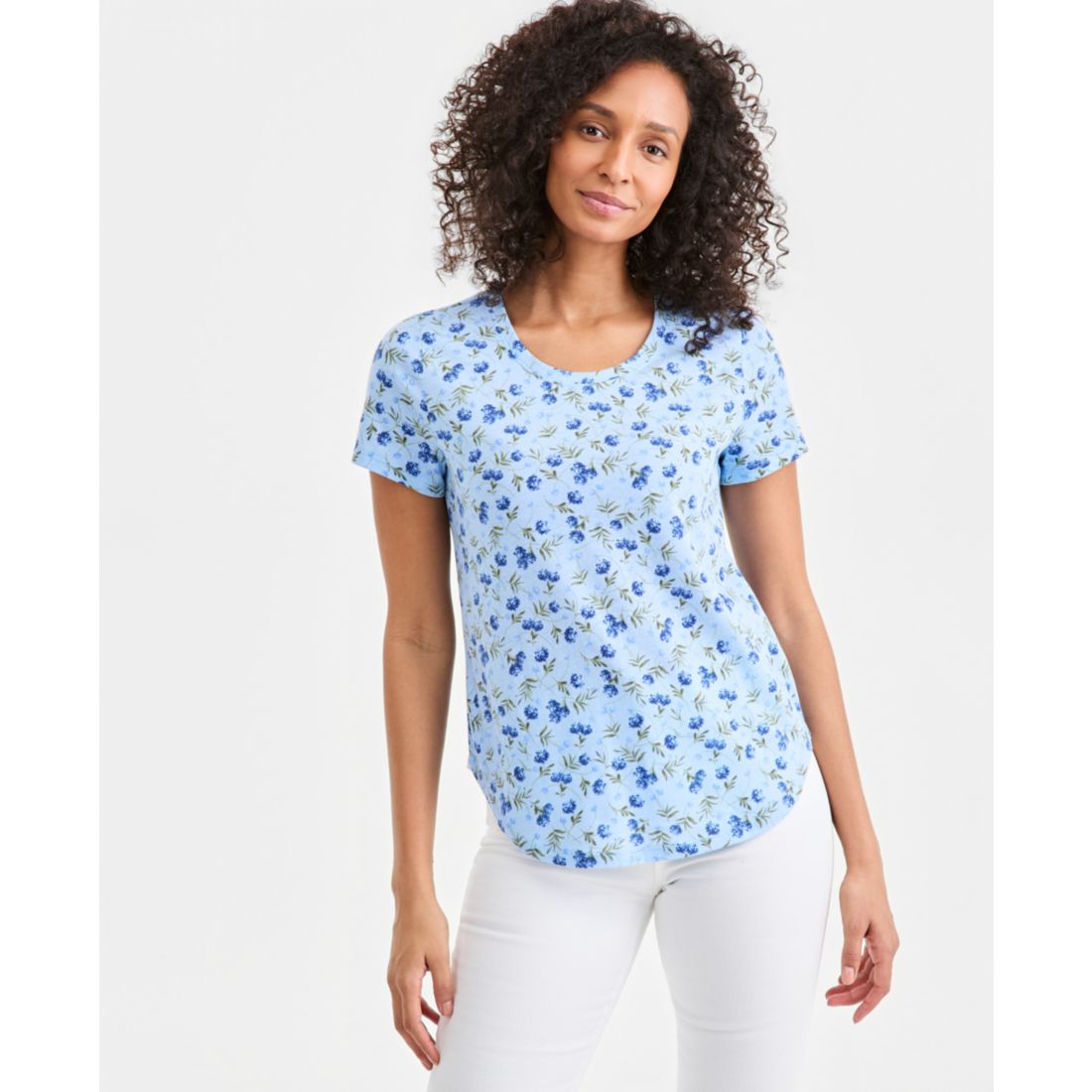 Style & Co Women's Printed Short-Sleeve Crewneck T-Shirt, Macy's Exclusive
