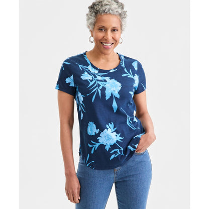 Style & Co Women's Printed Short-Sleeve Crewneck T-Shirt, Macy's Exclusive
