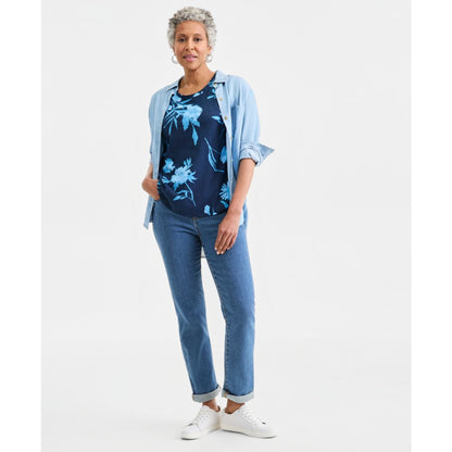 Style & Co Women's Printed Short-Sleeve Crewneck T-Shirt, Macy's Exclusive