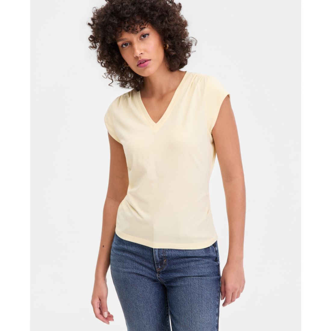 I.n.c. International Concepts Women's Cap-Sleeve V-Neck T-Shirt, Macy's Exclusive