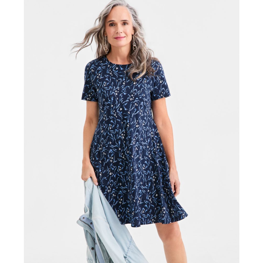 Style & Co Women's Printed Short-Sleeve T-Shirt Dress, Macy's Exclusive