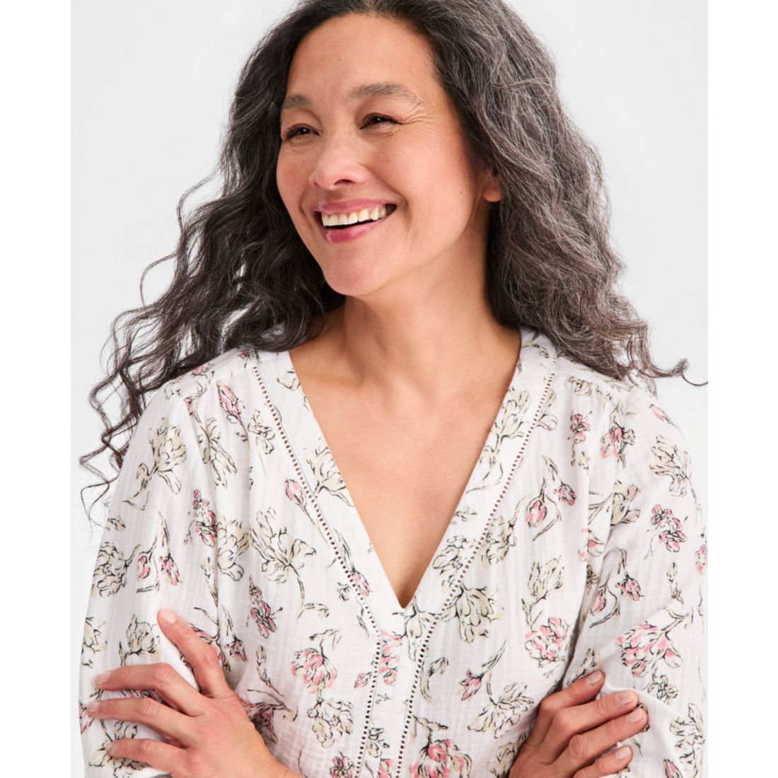 Style & Co Women's Cotton Gauze Printed V-neck Blouse, Macy's Exclusive