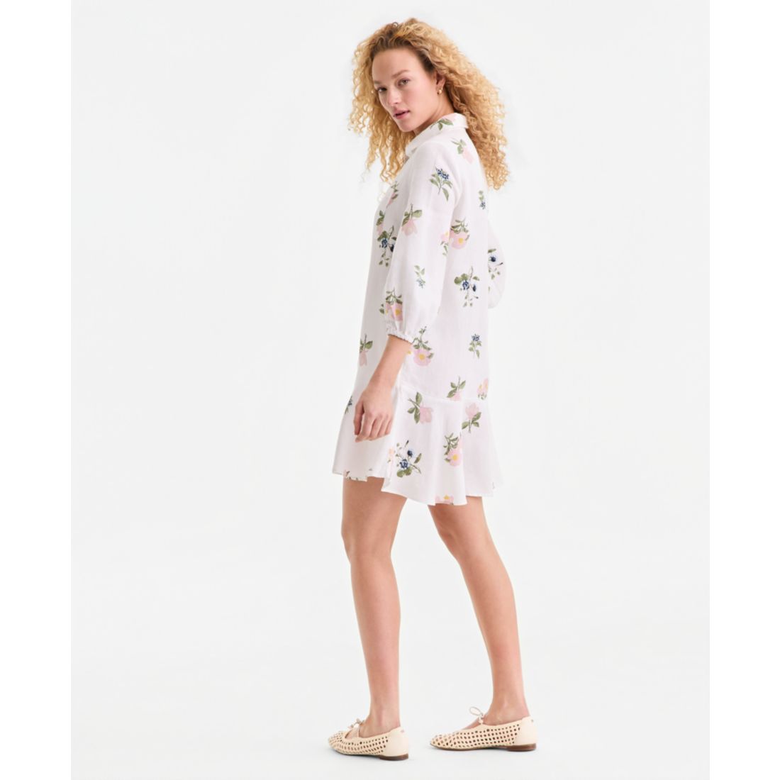 Charter Club Women's 100% Linen Print Button-Front 3/4-Sleeve Dress, Macy's Exclusive