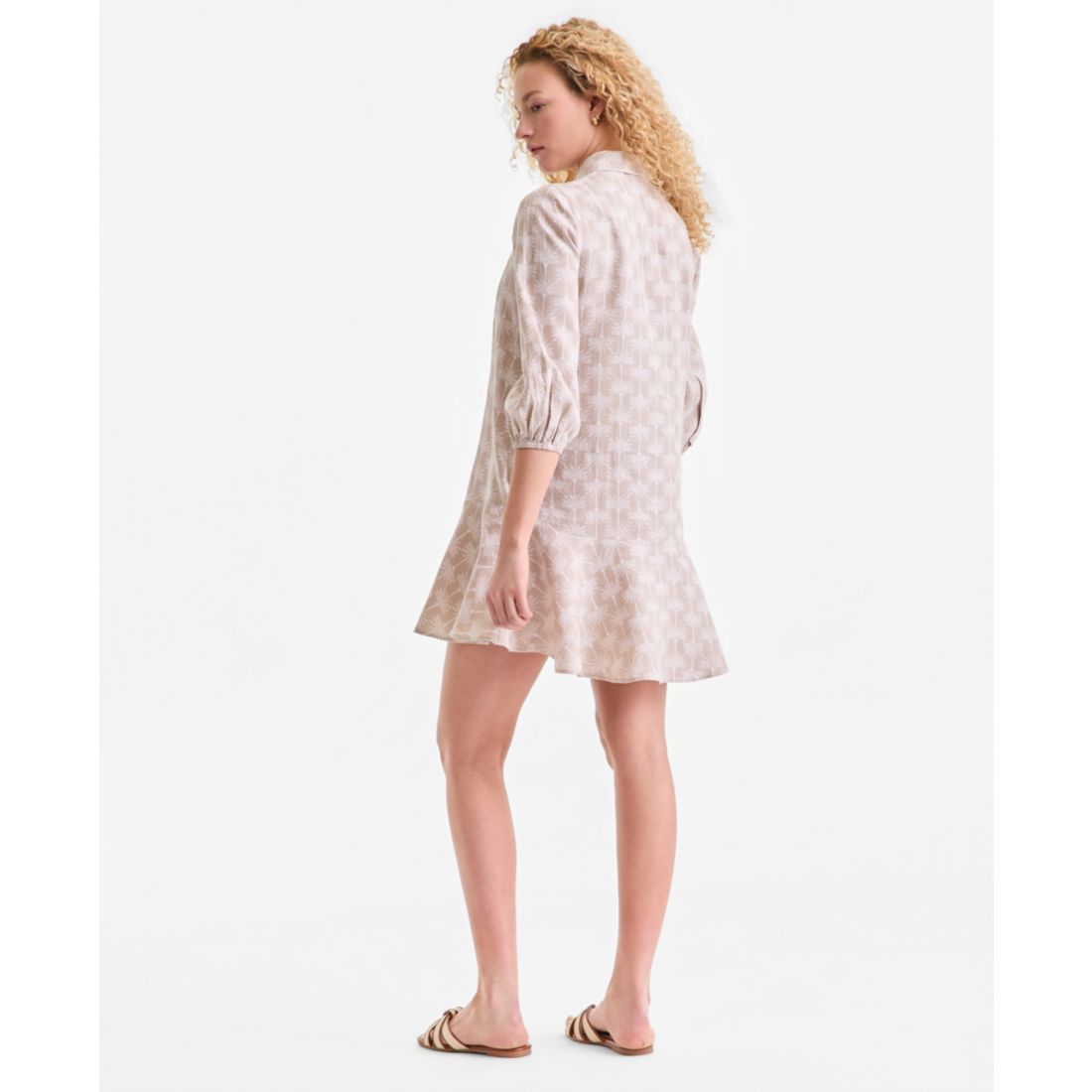 Charter Club Women's 100% Linen Print Button-Front 3/4-Sleeve Dress, Macy's Exclusive