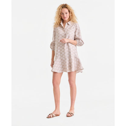 Charter Club Women's 100% Linen Print Button-Front 3/4-Sleeve Dress, Macy's Exclusive