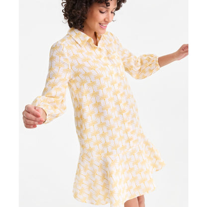 Charter Club Women's 100% Linen Print Button-Front 3/4-Sleeve Dress, Macy's Exclusive