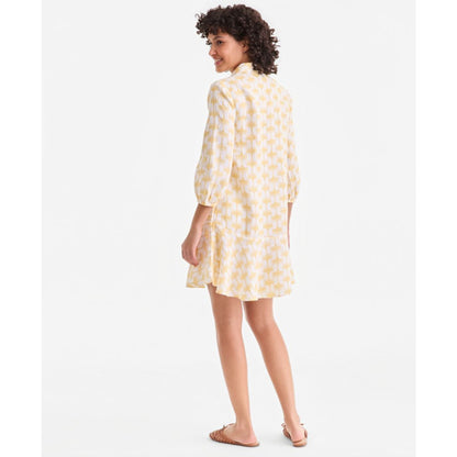 Charter Club Women's 100% Linen Print Button-Front 3/4-Sleeve Dress, Macy's Exclusive