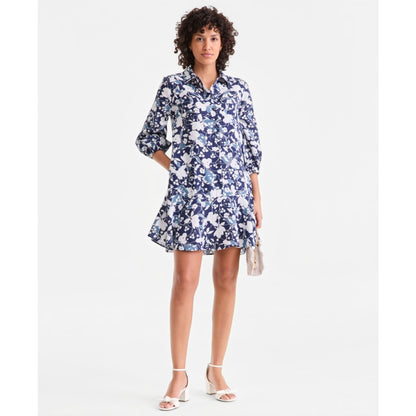 Charter Club Women's 100% Linen Print Button-Front 3/4-Sleeve Dress, Macy's Exclusive