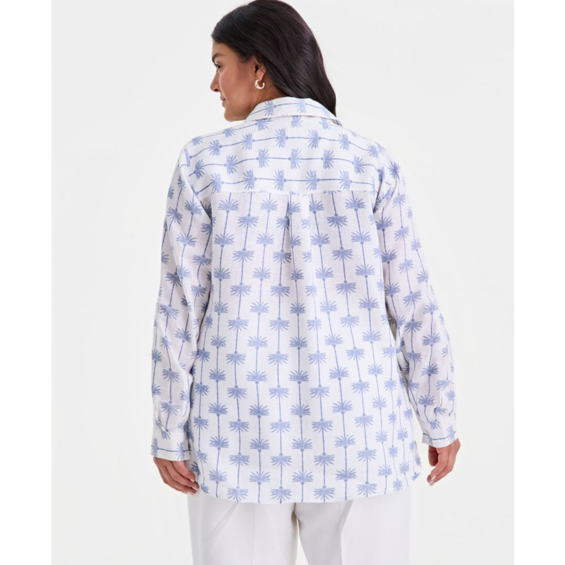 Charter Club Plus Size King Street Palm Roll-Tab Shirt, Macy's Exclusive