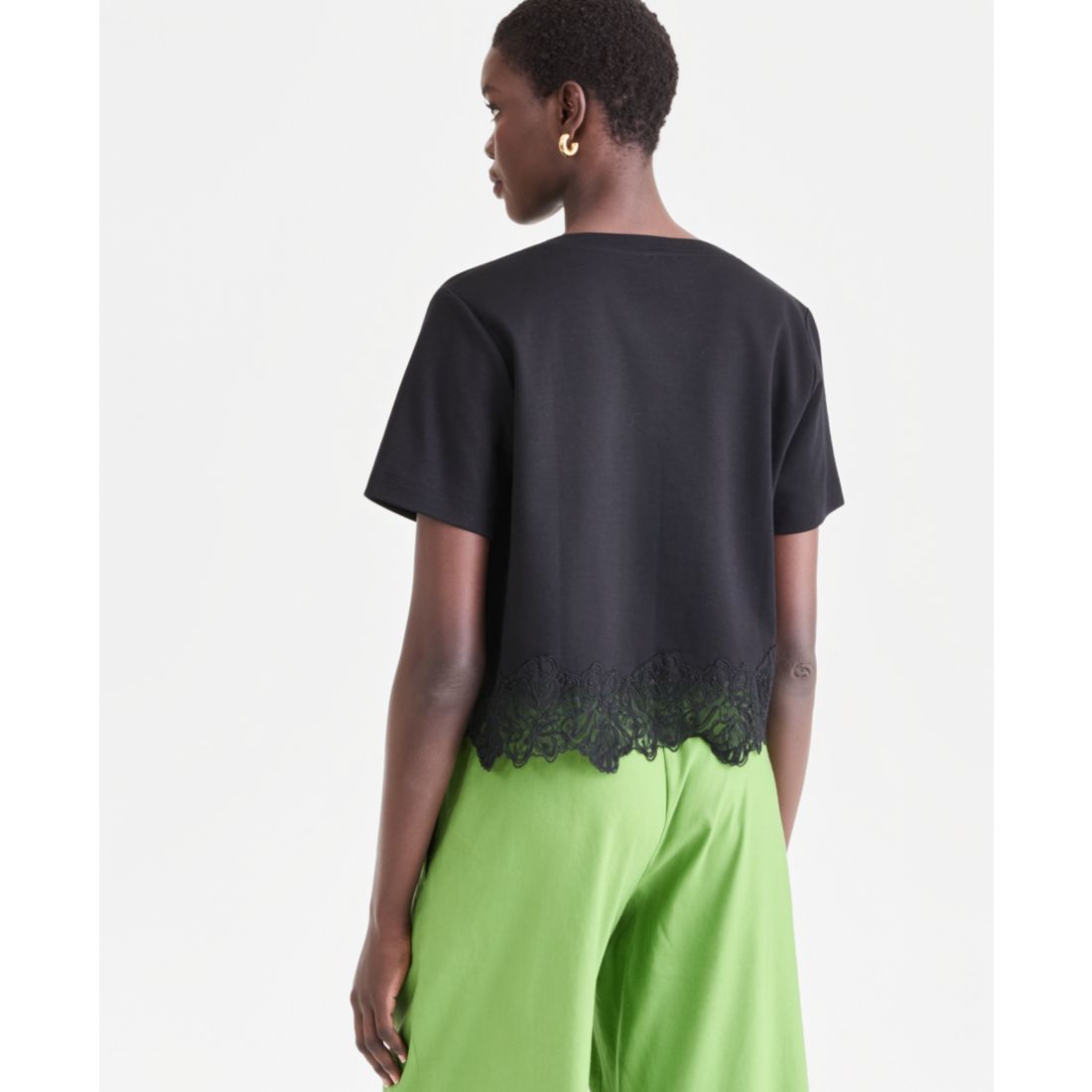 I.n.c. International Concepts Women's Lace-Trim Short Sleeve T-Shirt, Macy's Exclusive