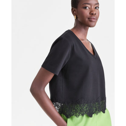 I.n.c. International Concepts Women's Lace-Trim Short Sleeve T-Shirt, Macy's Exclusive