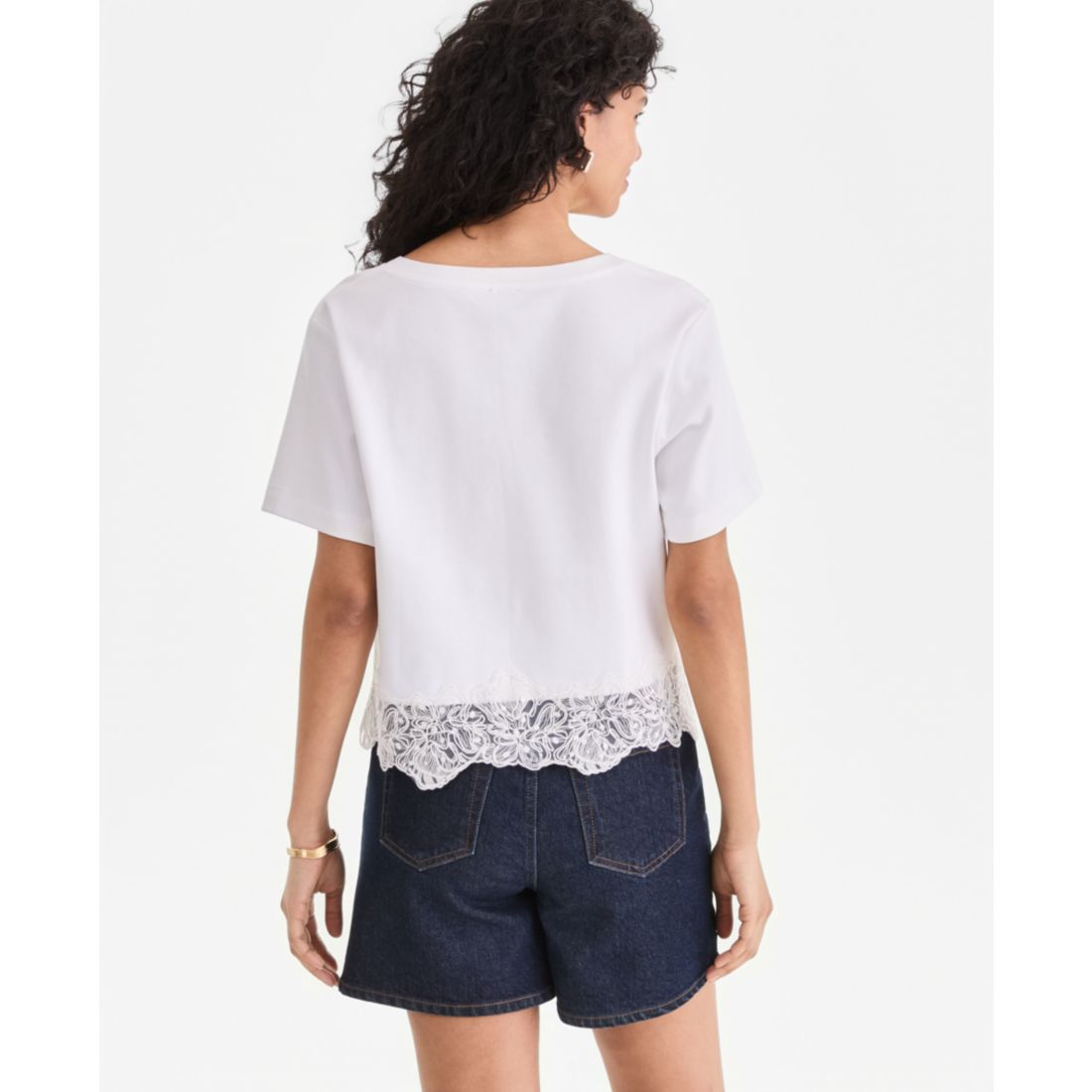 I.n.c. International Concepts Women's Lace-Trim Short Sleeve T-Shirt, Macy's Exclusive