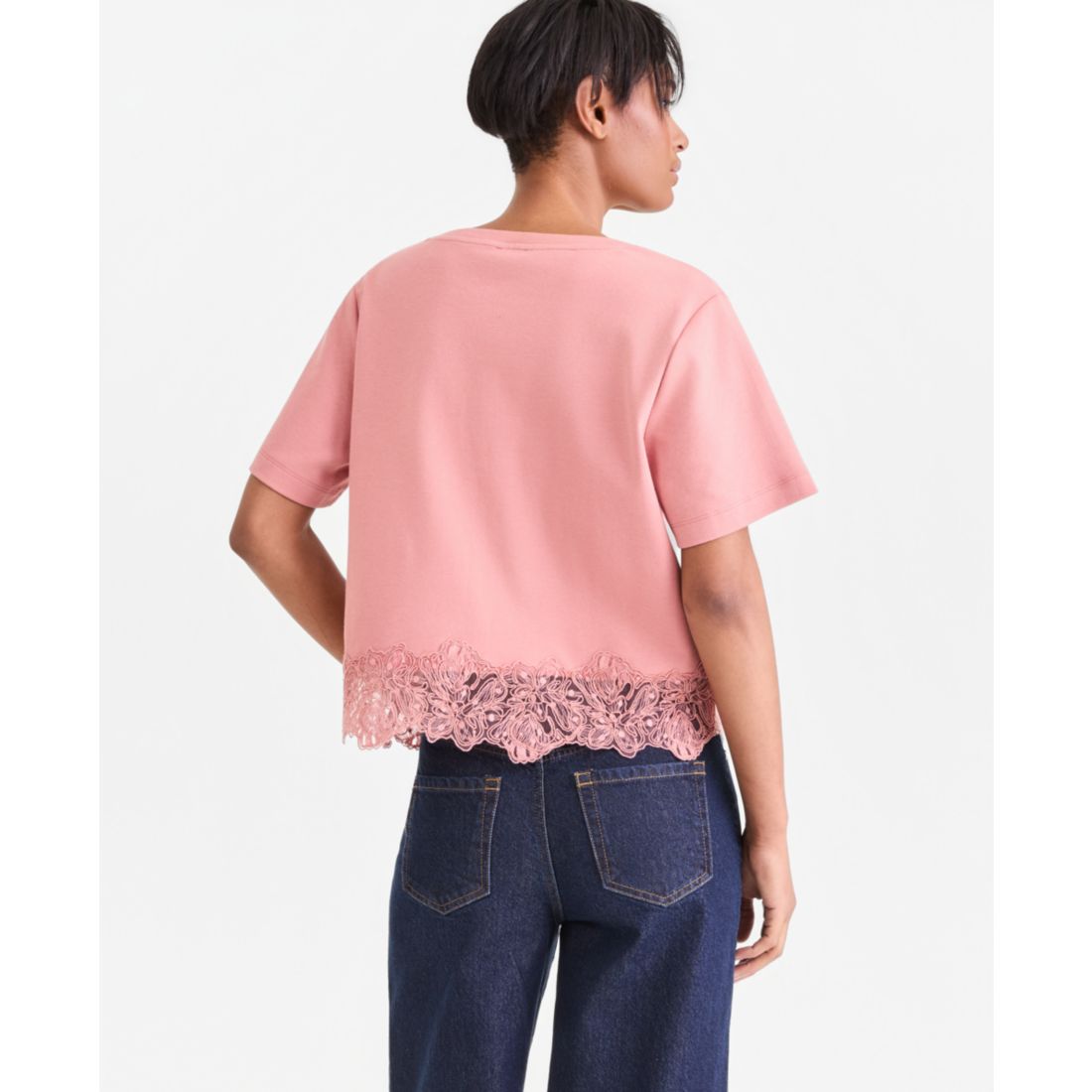 I.n.c. International Concepts Women's Lace-Trim Short Sleeve T-Shirt, Macy's Exclusive