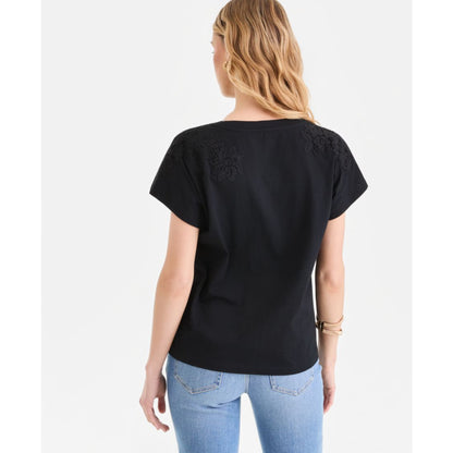 I.n.c. International Concepts Women's Lace-Trim Cotton T-Shirt, Macy's Exclusive
