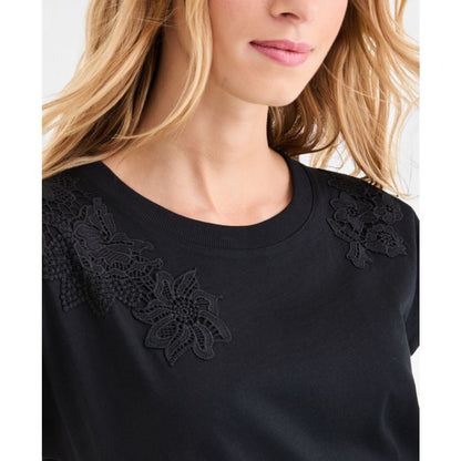 I.n.c. International Concepts Women's Lace-Trim Cotton T-Shirt, Macy's Exclusive