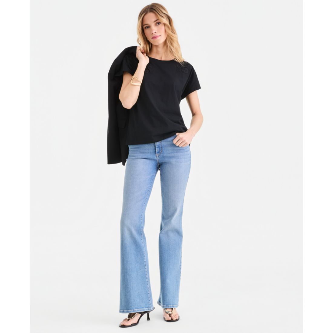 I.n.c. International Concepts Women's Lace-Trim Cotton T-Shirt, Macy's Exclusive
