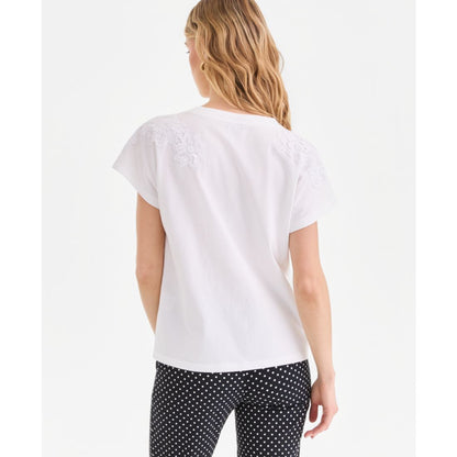 I.n.c. International Concepts Women's Lace-Trim Cotton T-Shirt, Macy's Exclusive