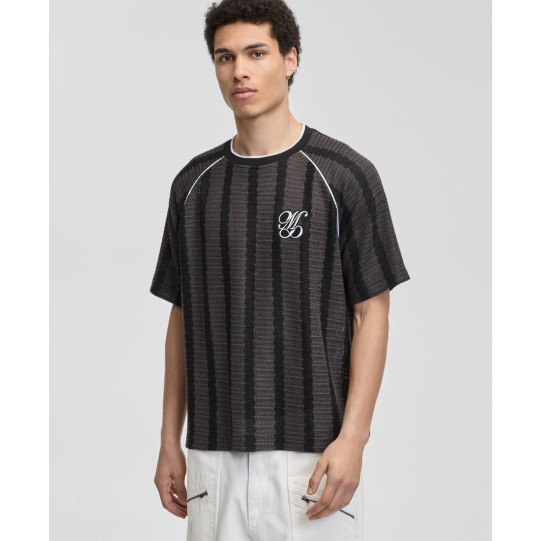 Mode of One Men's Crochet-Stripe Relaxed T-Shirt, Macy's Exclusive