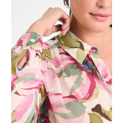 I.n.c. International Concepts Plus Size Printed Long-Sleeve Blouse, Created for Macy's