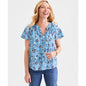 Style & Co Women's Seersucker Split-Neck Flutter Sleeve Top, Created for Macy's