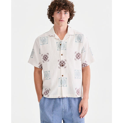 Sun + Stone Men's Cotton Embroidered Relaxed Camp Shirt, Macy's Exclusive