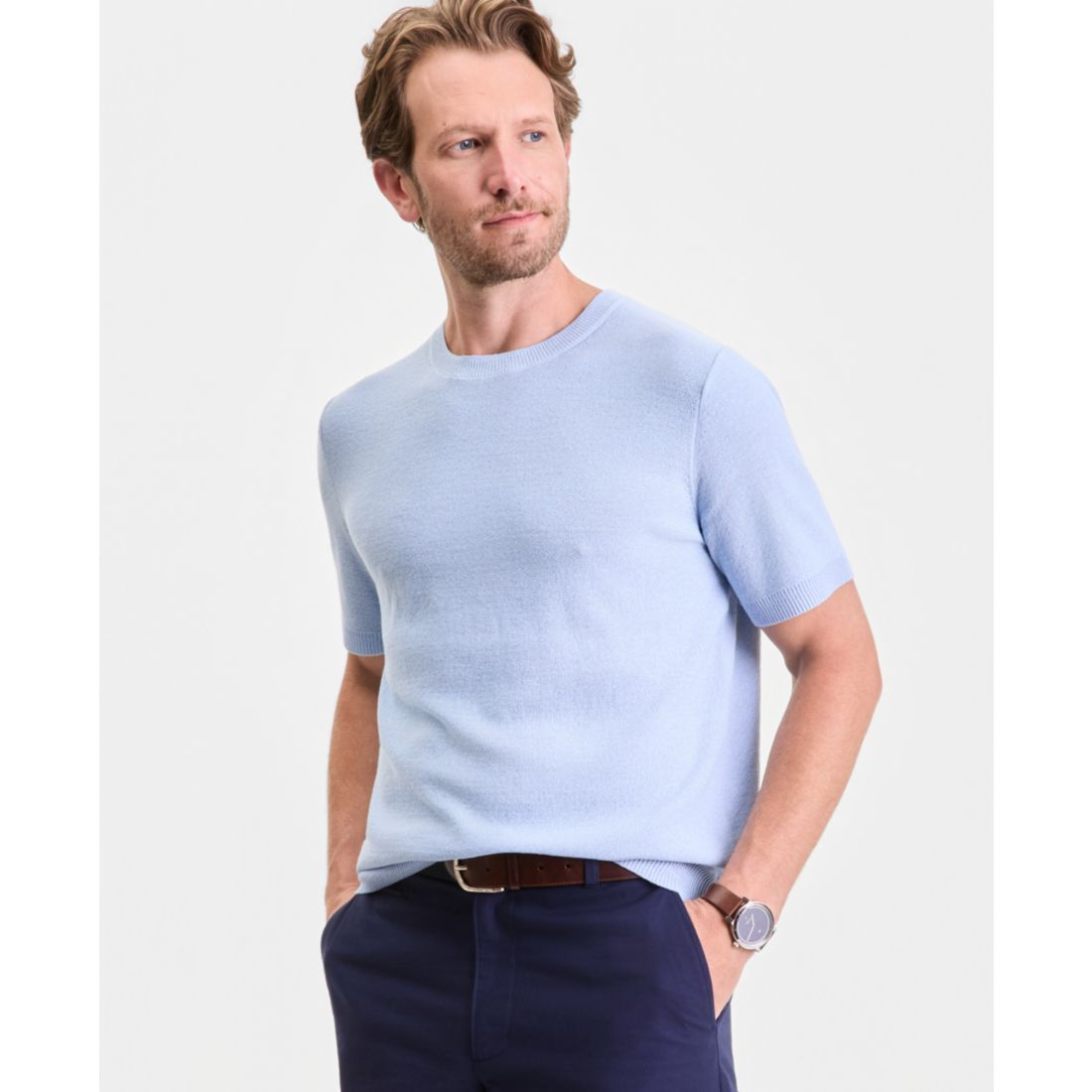 Club Room Men's Short-Sleeve Boucle Sweater T-Shirt, Macy's Exclusive