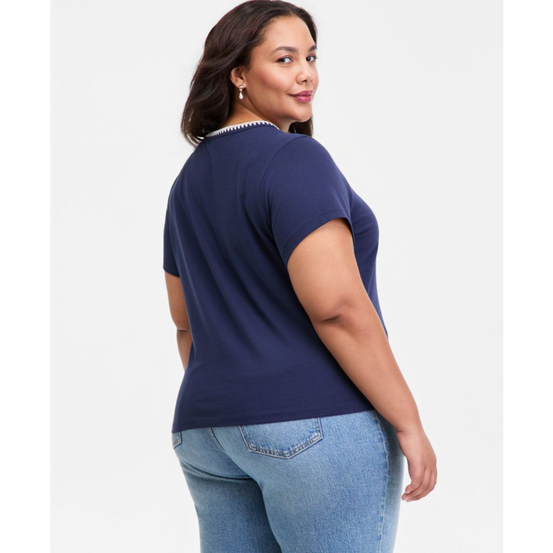 On 34th Trendy Plus Size Whipstitched Pocket T-Shirt, Macy's Exclusive