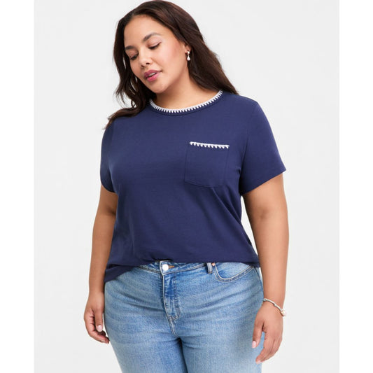 On 34th Trendy Plus Size Whipstitched Pocket T-Shirt, Macy's Exclusive