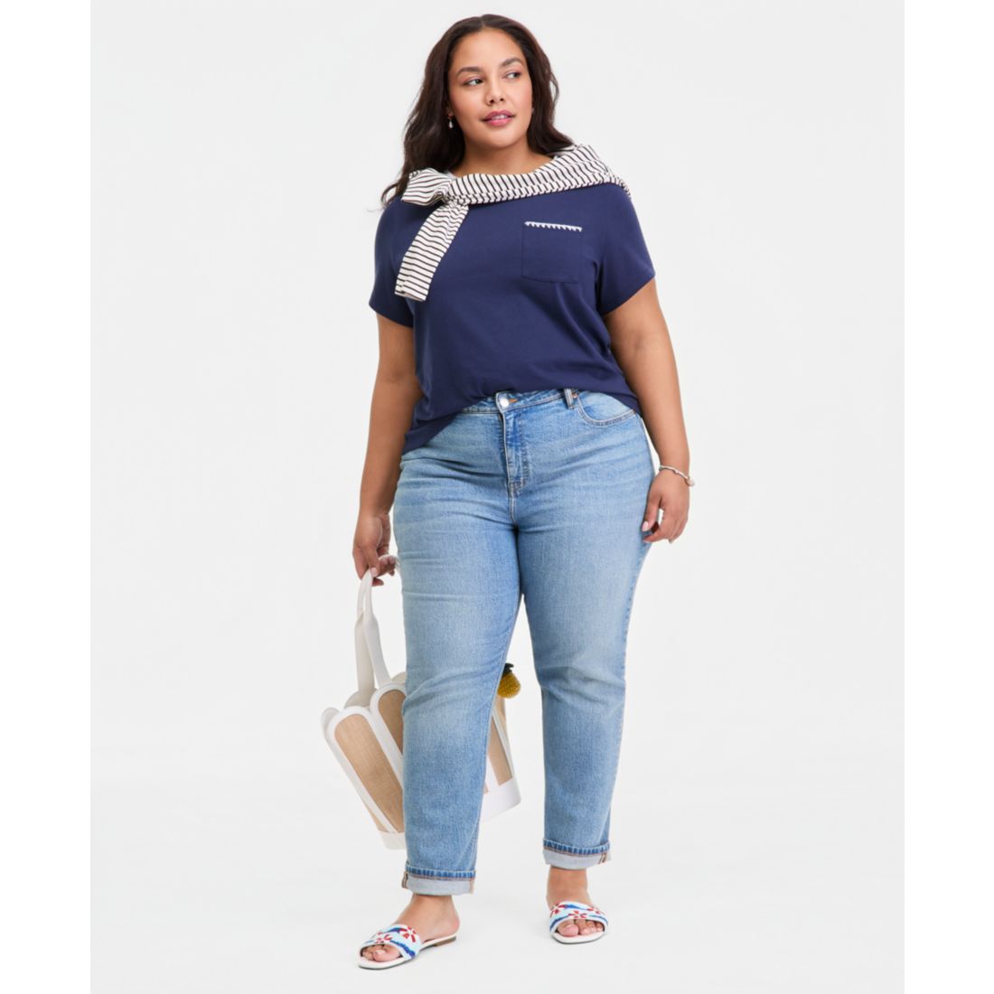 On 34th Trendy Plus Size Whipstitched Pocket T-Shirt, Macy's Exclusive