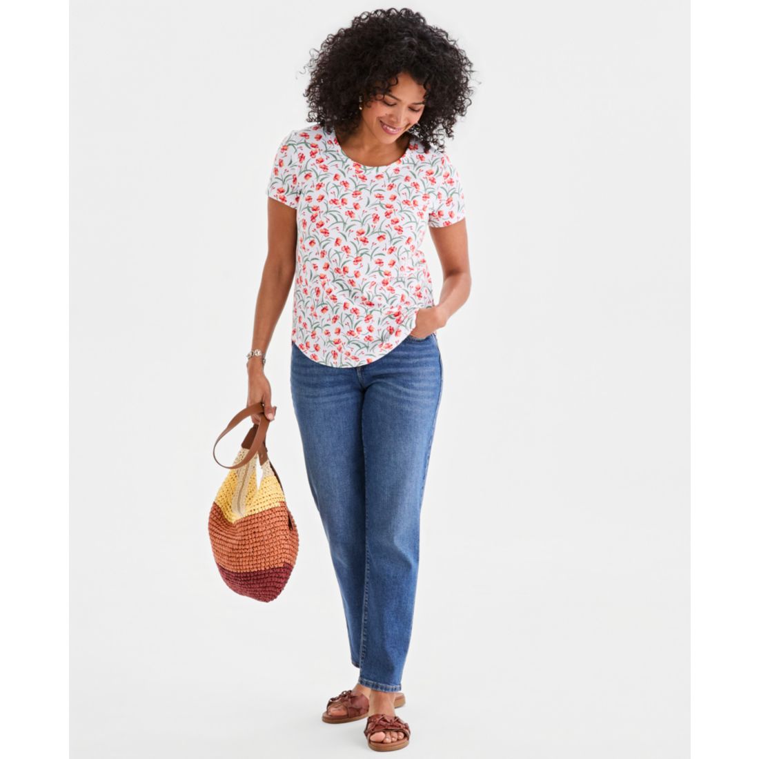 Style & Co Women's Printed Short-Sleeve Crewneck T-Shirt, Macy's Exclusive