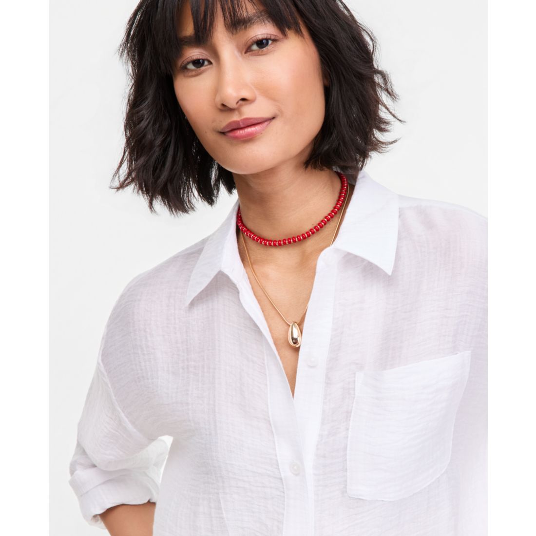 On 34th Women's Gauze Relaxed Button-Down Shirt, Macy's Exclusive