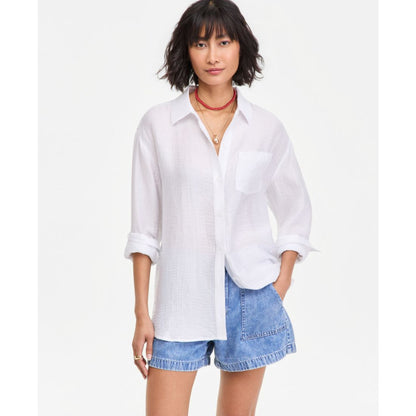 On 34th Women's Gauze Relaxed Button-Down Shirt, Macy's Exclusive