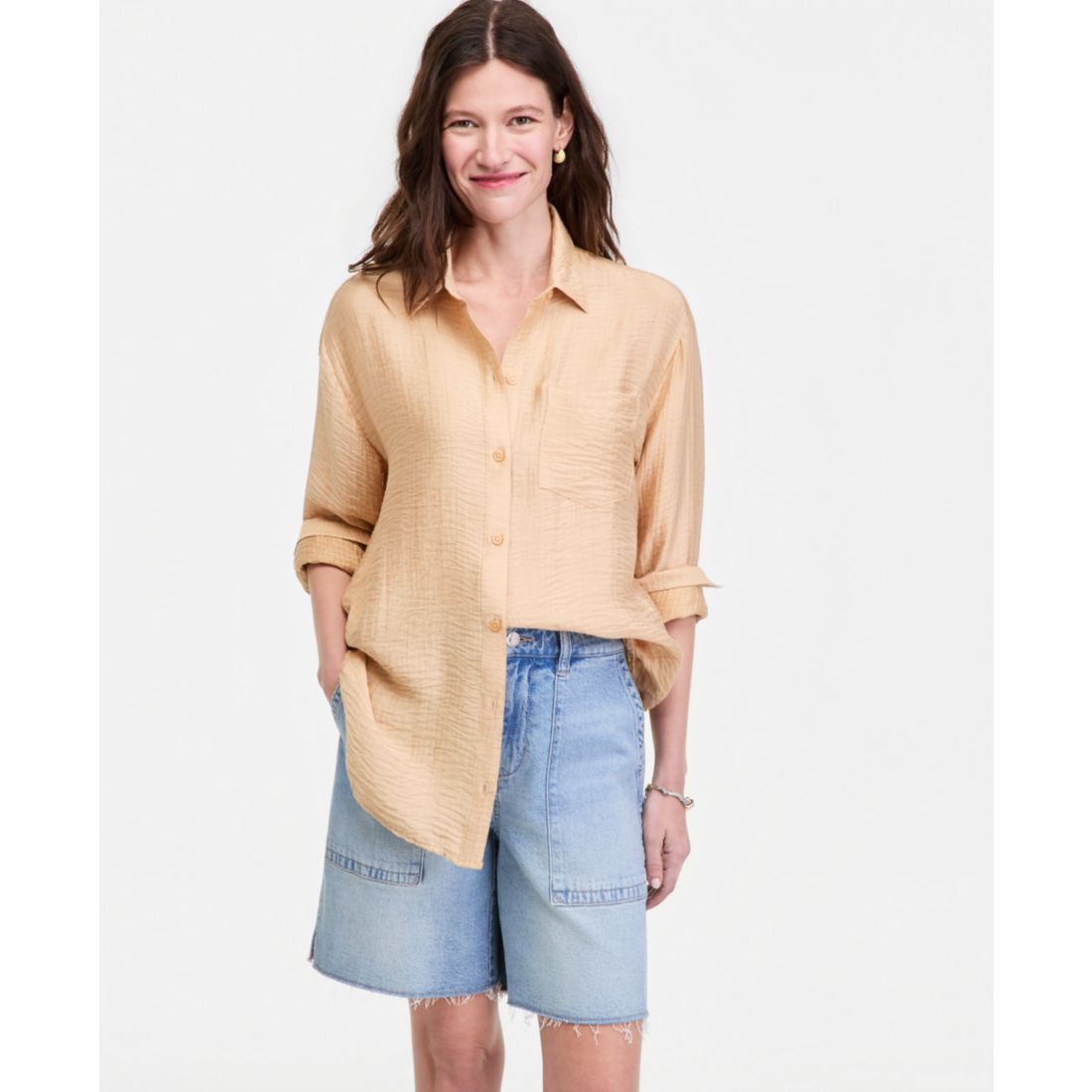 On 34th Women's Gauze Relaxed Button-Down Shirt, Macy's Exclusive