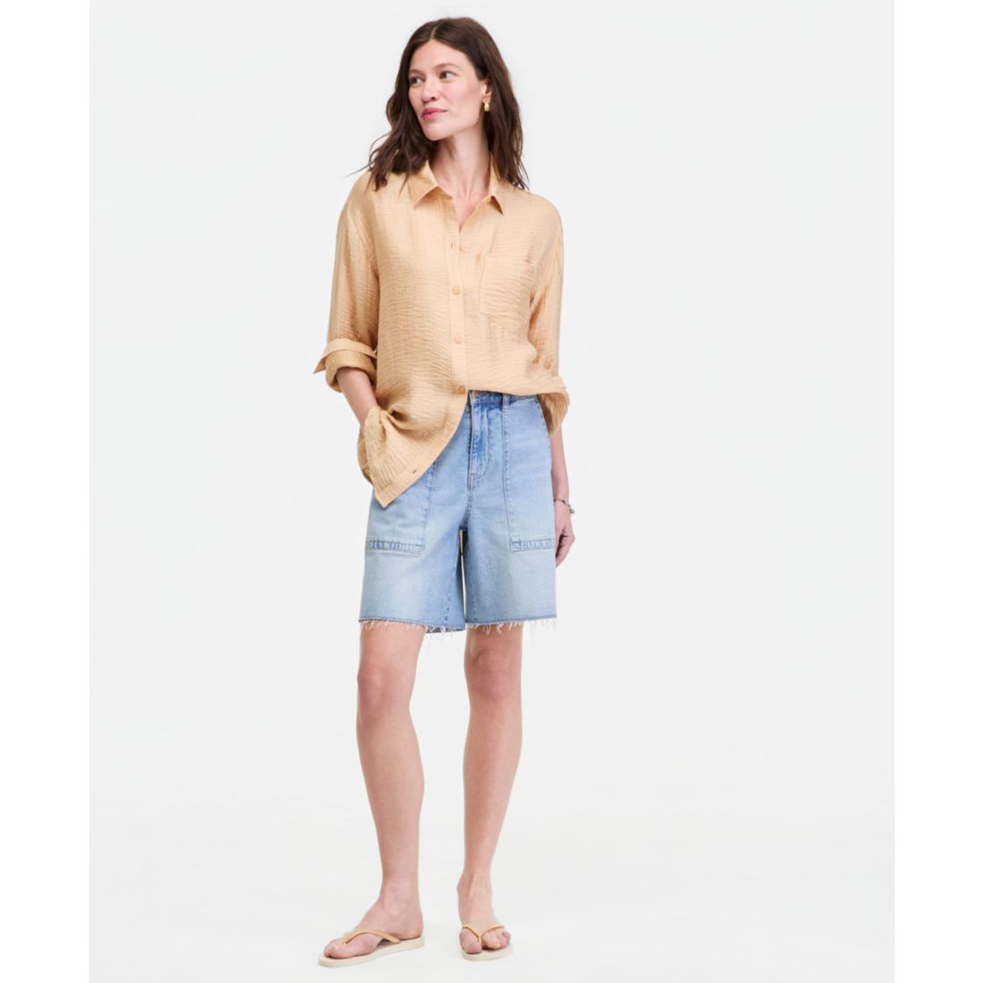 On 34th Women's Gauze Relaxed Button-Down Shirt, Macy's Exclusive