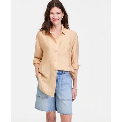 On 34th Women's Gauze Relaxed Button-Down Shirt, Macy's Exclusive