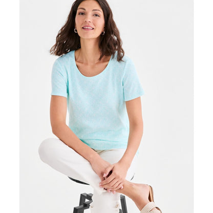 Style & Co Women's Printed Short-Sleeve Scoop-Neck Top, Macy's Exclusive