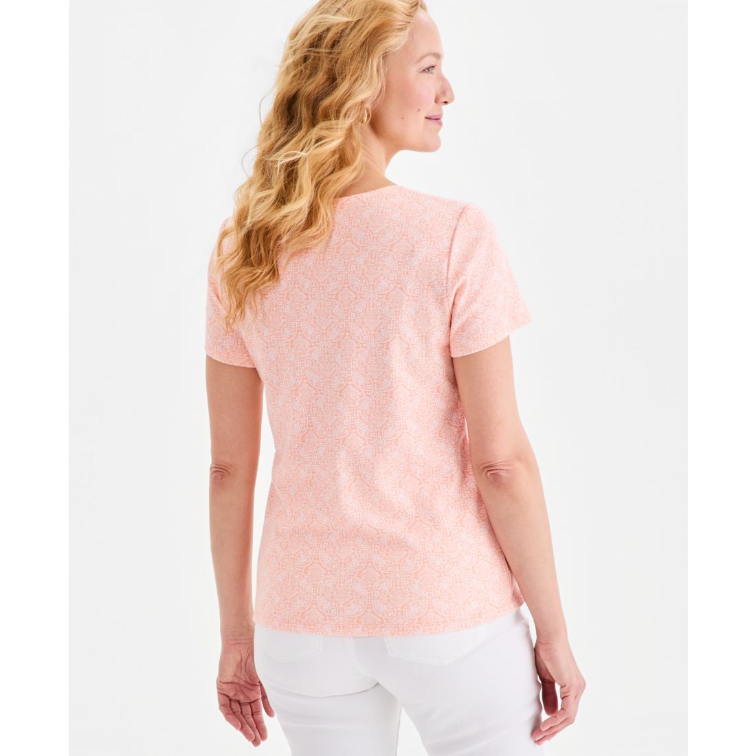 Style & Co Women's Printed Short-Sleeve Scoop-Neck Top, Macy's Exclusive