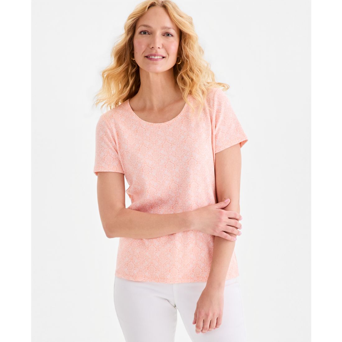 Style & Co Women's Printed Short-Sleeve Scoop-Neck Top, Macy's Exclusive