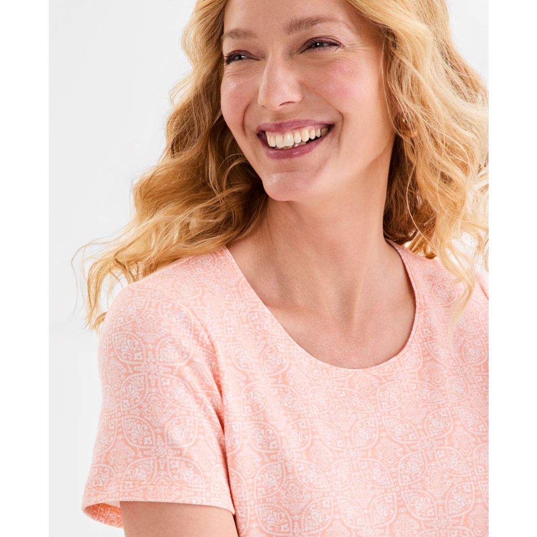 Style & Co Women's Printed Short-Sleeve Scoop-Neck Top, Macy's Exclusive