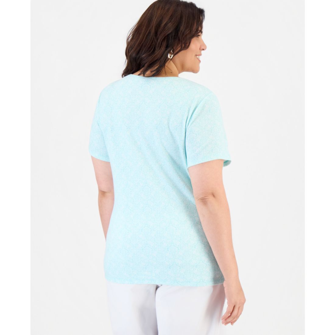 Style & Co Plus Printed Short-Sleeve Scoop-Neck Top, Macy's Exclusive