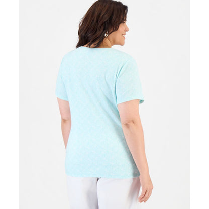 Style & Co Plus Printed Short-Sleeve Scoop-Neck Top, Macy's Exclusive