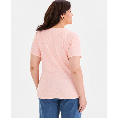 Style & Co Plus Printed Short-Sleeve Scoop-Neck Top, Macy's Exclusive