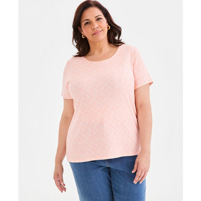 Style & Co Plus Printed Short-Sleeve Scoop-Neck Top, Macy's Exclusive