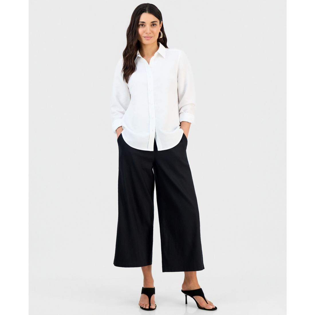 I.n.c. International Concepts Petite Button-Front Long-Sleeve Shirt, Macy's Exclusive
