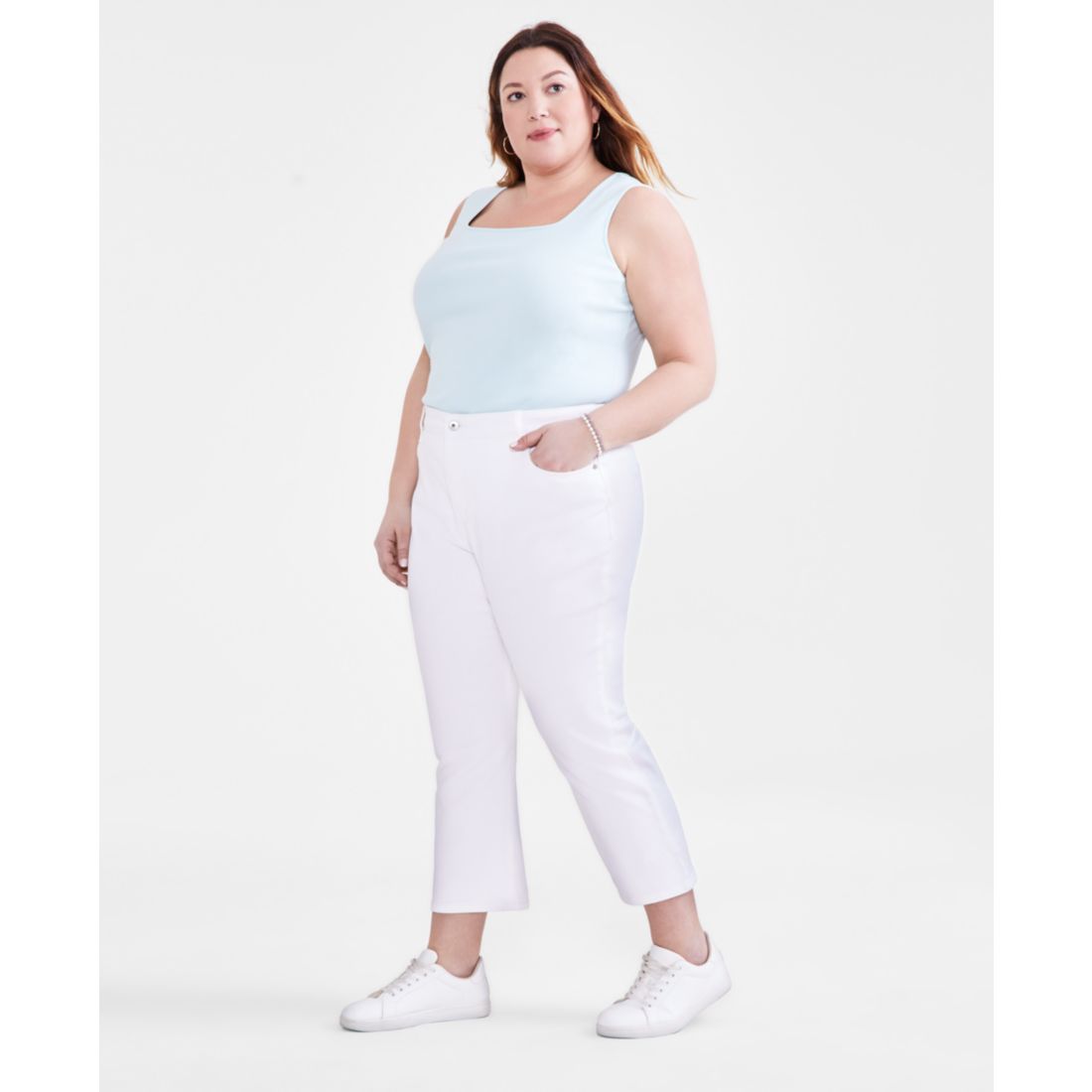 Style & Co Plus Size Mid-Rise Curvy Capri Jeans, Exclusively at Macy's