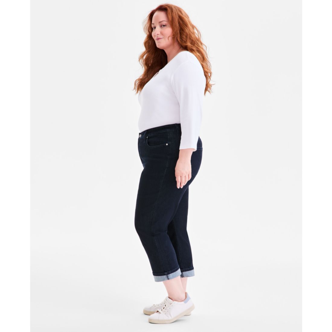Style & Co Plus Size Mid-Rise Curvy Capri Jeans, Exclusively at Macy's