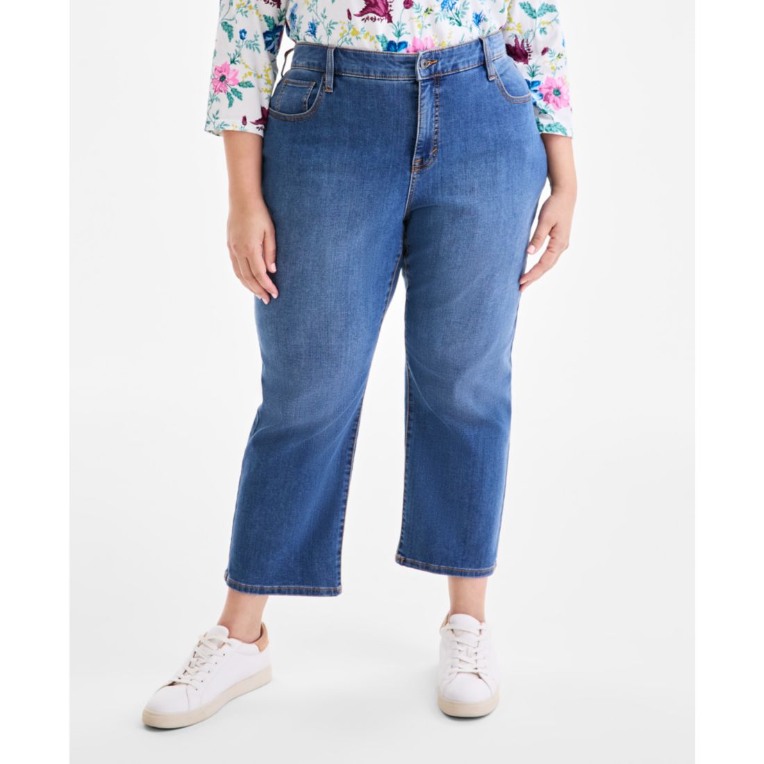 Style & Co Plus Size Mid-Rise Curvy Capri Jeans, Exclusively at Macy's